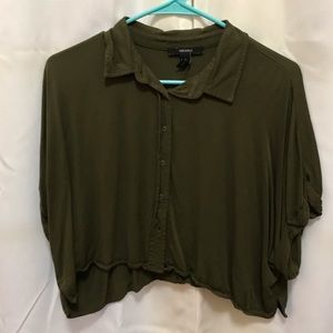 Green button down blouse